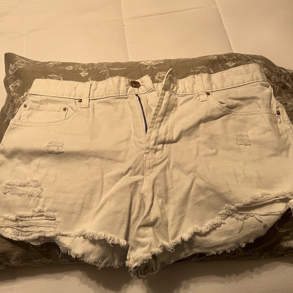 BDG white denim shorts